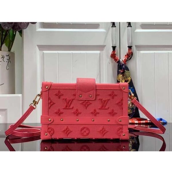 Louis Vuitton LV Women Petite Malle Handbag Fluo Pink Tufted Grained Calfskin Leather (2)