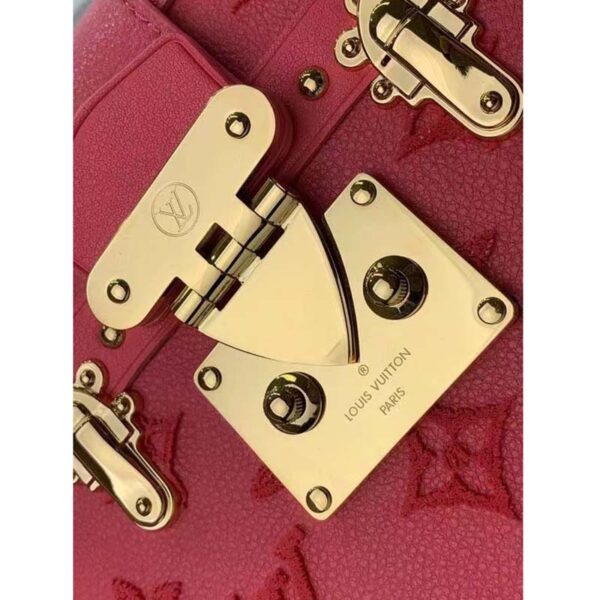 Louis Vuitton LV Women Petite Malle Handbag Fluo Pink Tufted Grained Calfskin Leather (4)