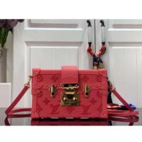 Louis Vuitton LV Women Petite Malle Handbag Fluo Pink Tufted Grained Calfskin Leather (6)