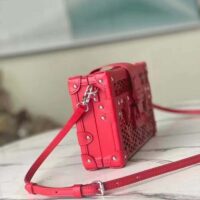 Louis Vuitton LV Women Petite Malle Handbag Red Patent Calfskin Cowhide Leather (6)