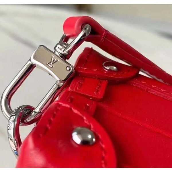 Louis Vuitton LV Women Petite Malle Handbag Red Patent Calfskin Cowhide Leather (2)