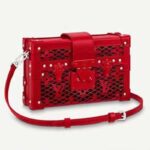 Louis Vuitton LV Damen Petite Malle Handtasche Rotes Lack-Kalbsleder Rindsleder