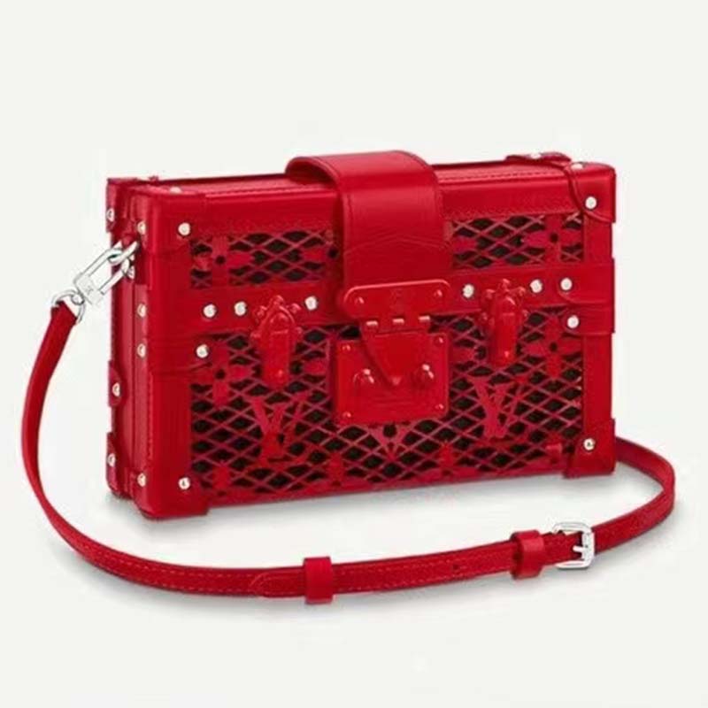 Petite malle leather handbag Louis Vuitton Red in Leather - 22289623