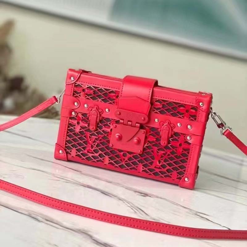 Petite malle leather handbag Louis Vuitton Red in Leather - 22289623