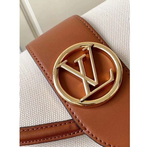 Louis Vuitton LV Women Pont 9 Soft MM Handbag Caramel Brown Canvas Cowhide (9)