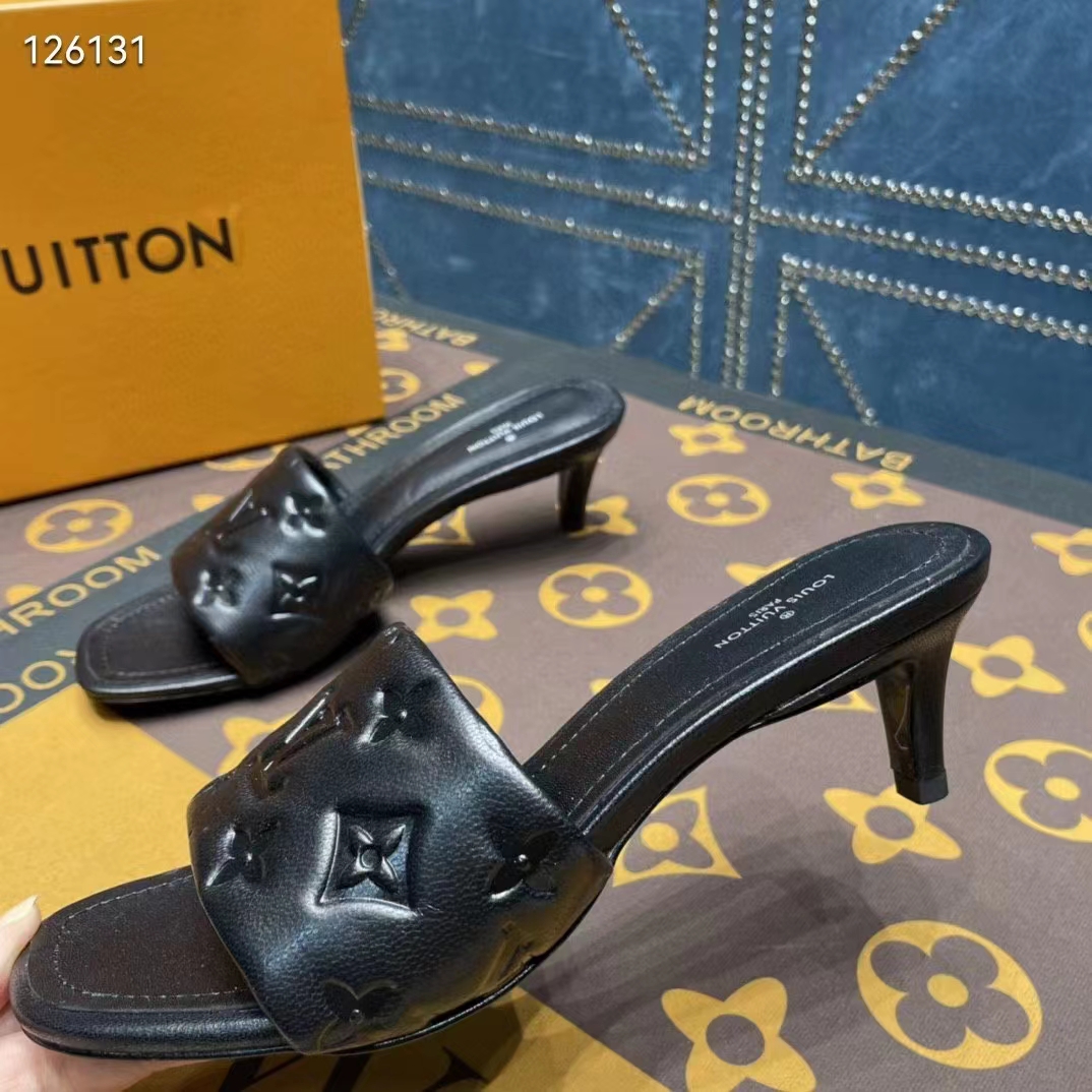 Louis Vuitton Monogram Embossed Lambskin Revival Mules - Size 10