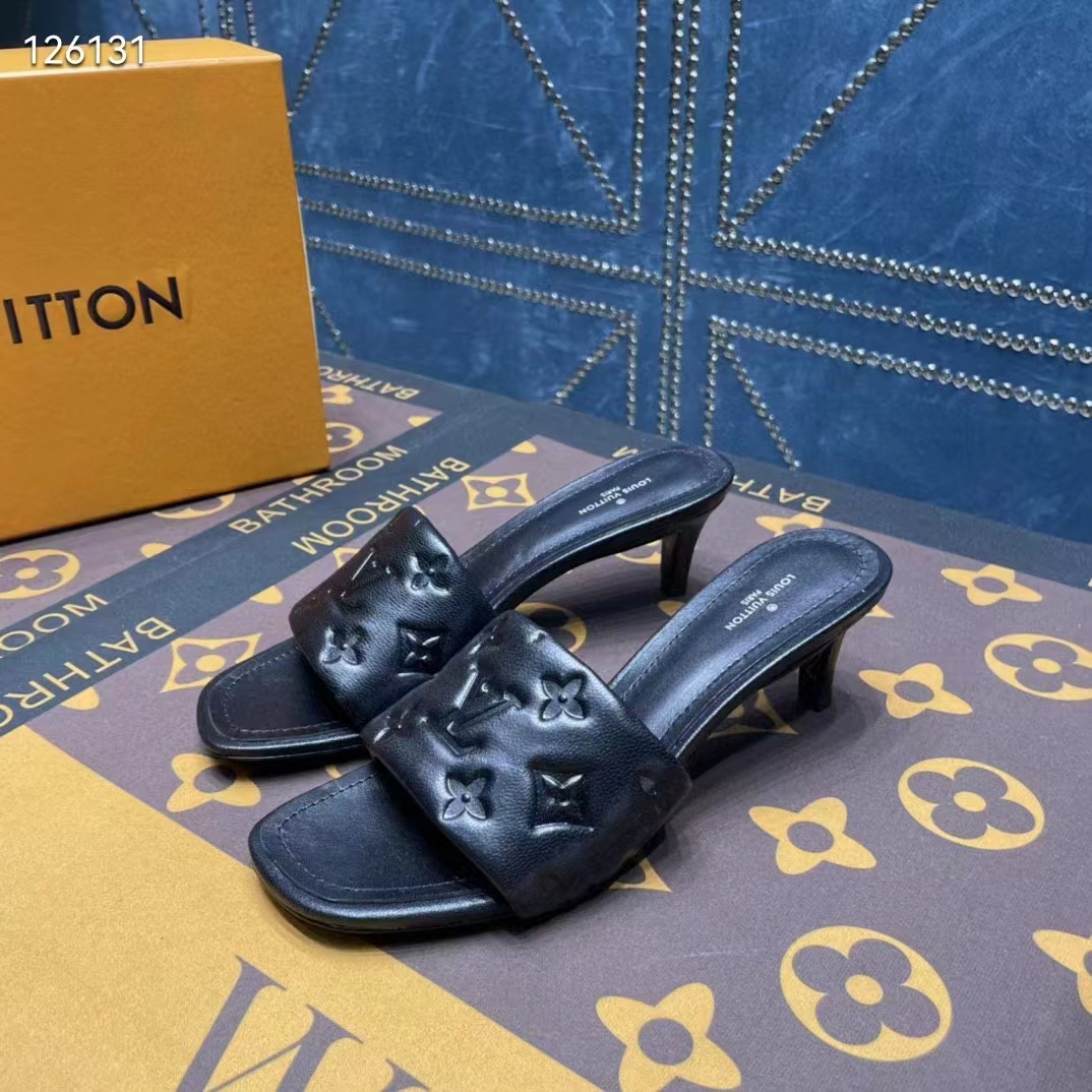 Louis Vuitton Black Monogram Embossed Revival Flat Mules 38 – The Closet