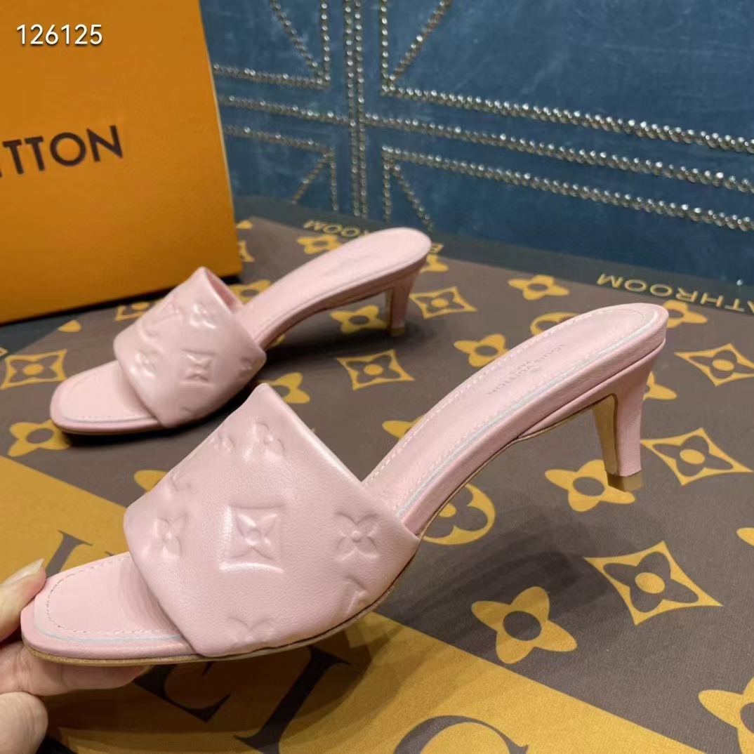 Louis Vuitton, Shoes, Louis Vuitton Revival Mule Monogram Pink Heel  Padded Heels Sandals