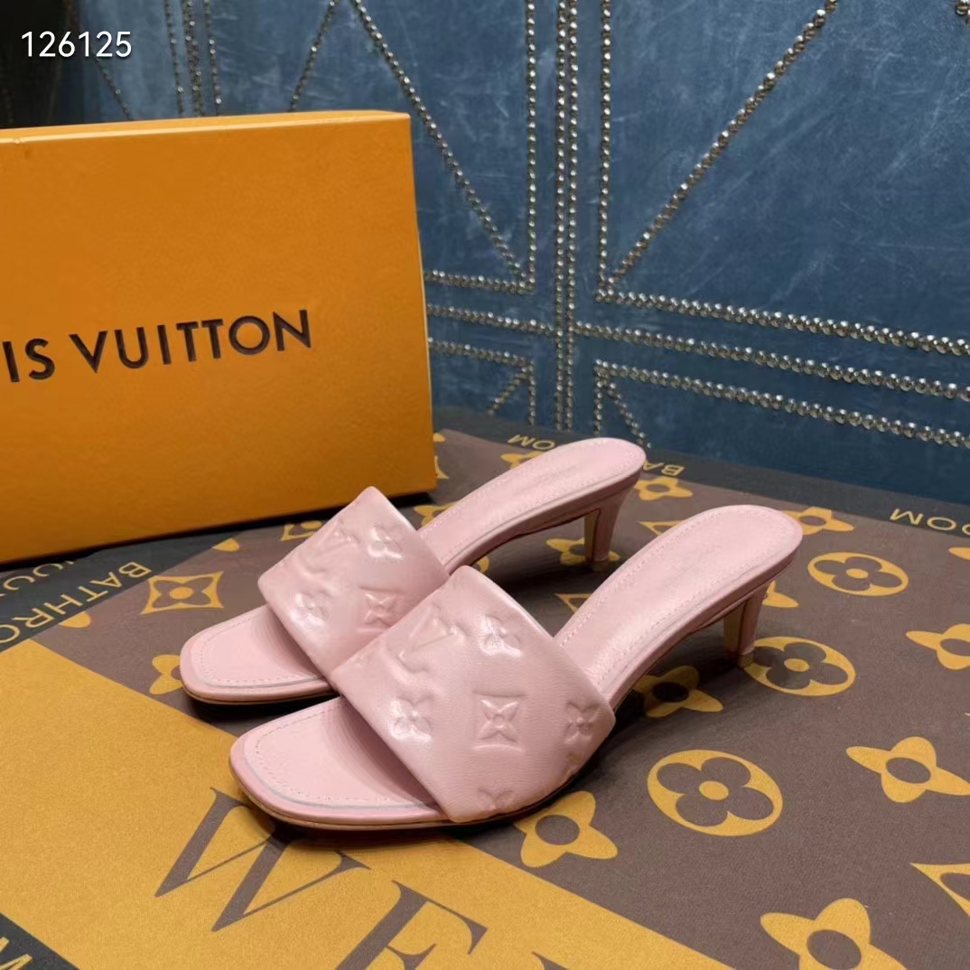 Louis Vuitton, Shoes, Louis Vuitton Revival Mule Monogram Pink Heel  Padded Heels Sandals