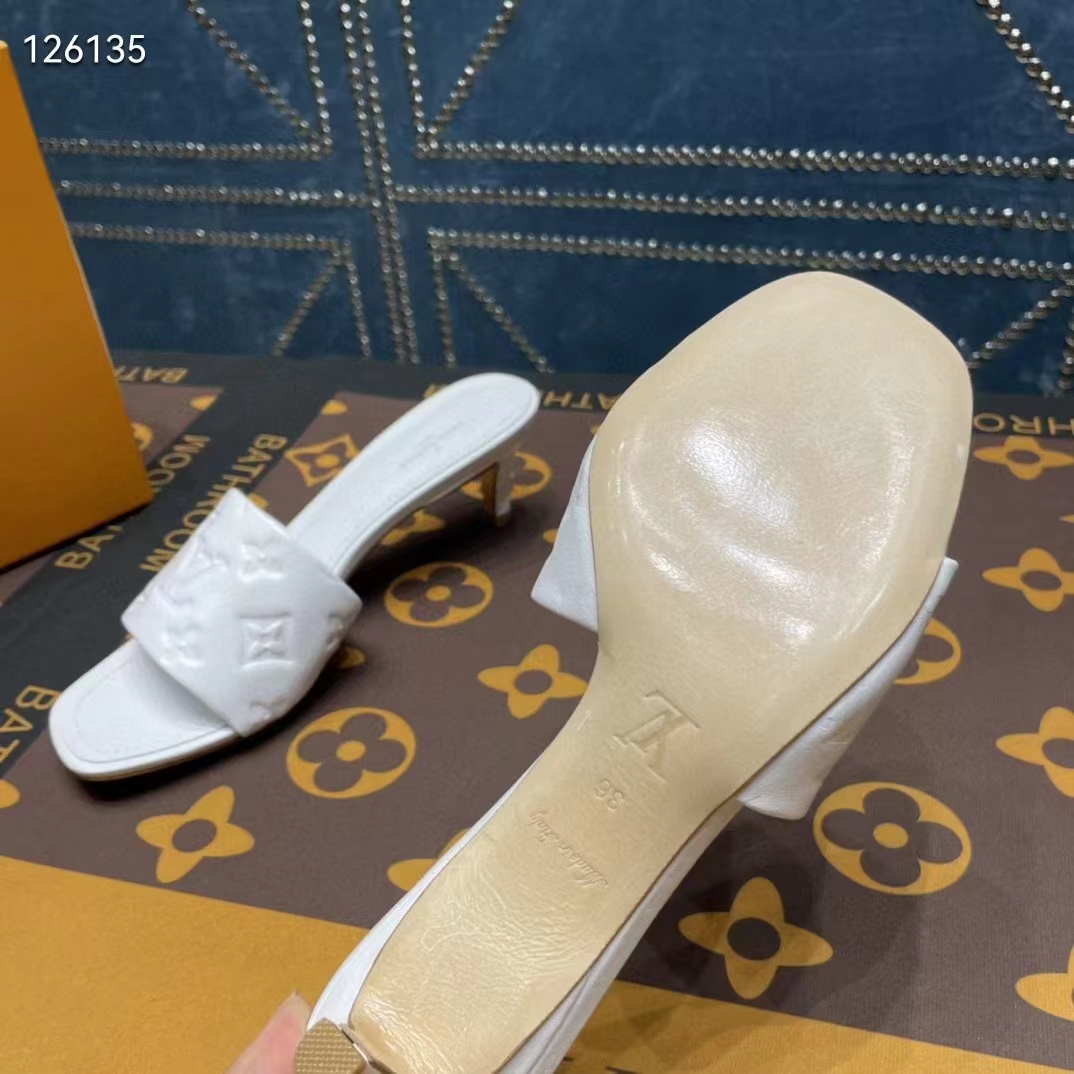 Leather mules Louis Vuitton White size 39.5 EU in Leather - 35577174