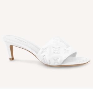 Louis Vuitton LV Women Revival Mule White Monogram Embossed Lambskin 5.5 cm Heel