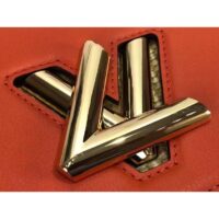 Louis Vuitton LV Women Twist MM Handbag Orange Raffia Smooth Cowhide Leather (8)