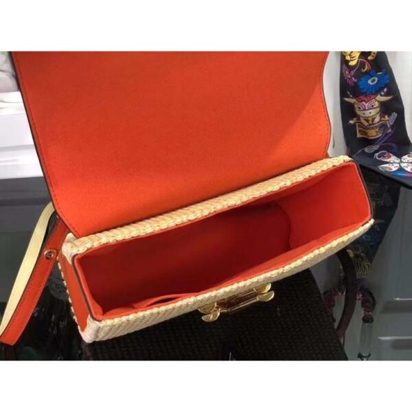 Louis Vuitton LV Women Twist MM Handbag Orange Raffia Smooth Cowhide Leather (6)