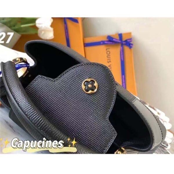 Louis Vuitton Unisex Capucines BB Handbag Noir Taurillon Calfskin Karung Leather (12)