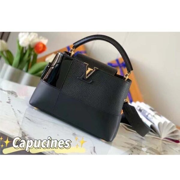 Louis Vuitton Unisex Capucines BB Handbag Noir Taurillon Calfskin Karung Leather (3)