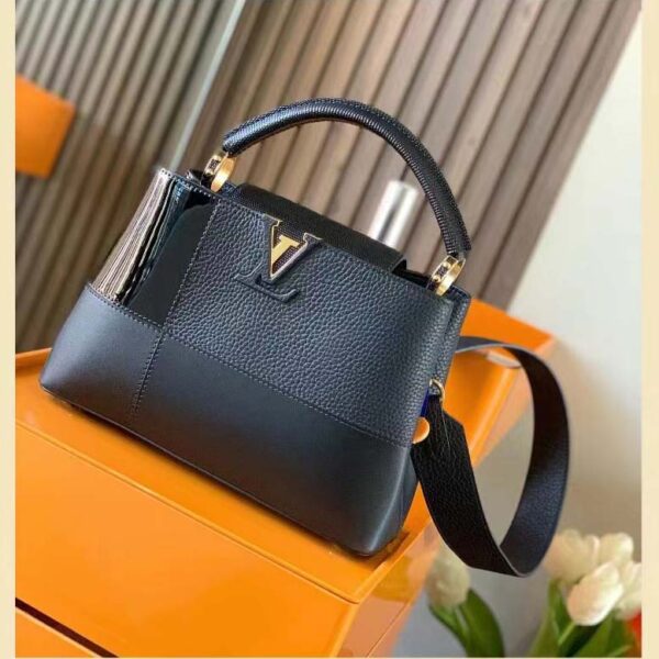 Louis Vuitton Unisex Capucines BB Handbag Noir Taurillon Calfskin Karung Leather (4)