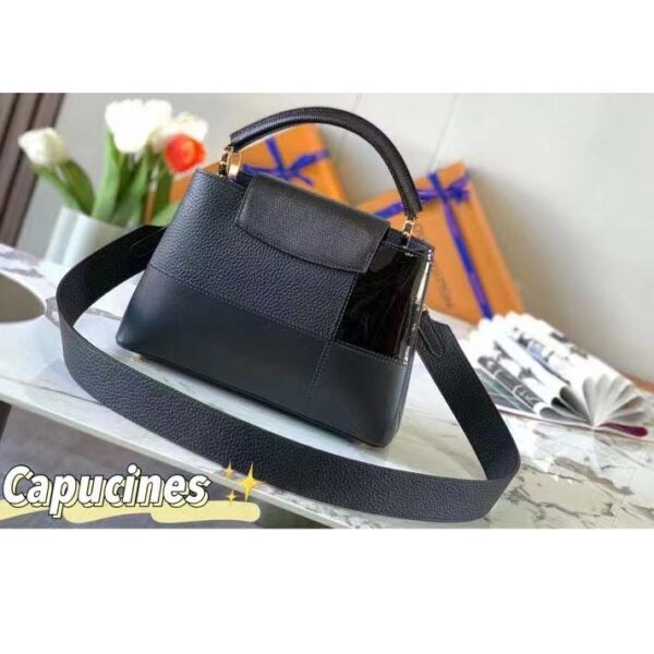 Louis Vuitton Unisex Capucines BB Handbag Noir Taurillon Calfskin Karung Leather (7)
