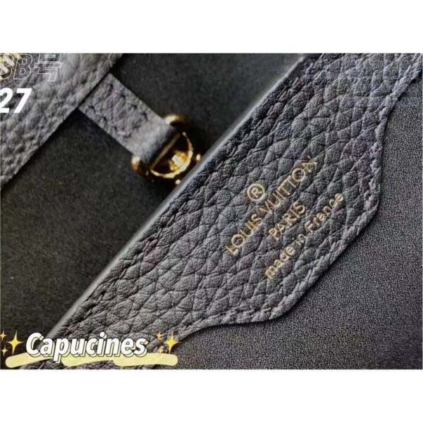 Louis Vuitton Unisex Capucines BB Handbag Noir Taurillon Calfskin Karung Leather (8)