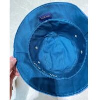 Louis Vuitton Unisex Monogram Essential Bucket Hat Blue Cotton Foil LV Signature (3)