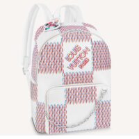 Louis Vuitton Unisex Racer Backpack White Damier Spray Cowhide Leather (5)