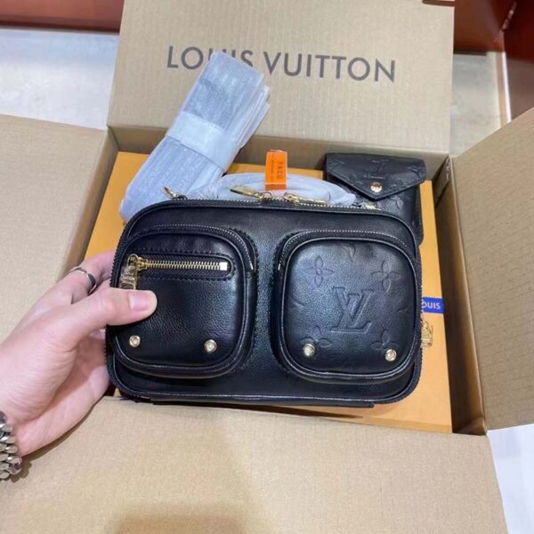 Louis Vuitton Unisex Utility Crossbody Bag Black Calfskin Leather Double Zip Closure (3)