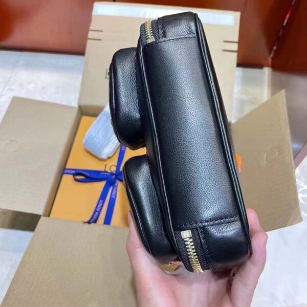 Louis Vuitton Unisex Utility Crossbody Bag Black Calfskin Leather Double Zip Closure (4)