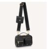 Louis Vuitton Unisex Utility Crossbody Bag Black Calfskin Leather Double Zip Closure