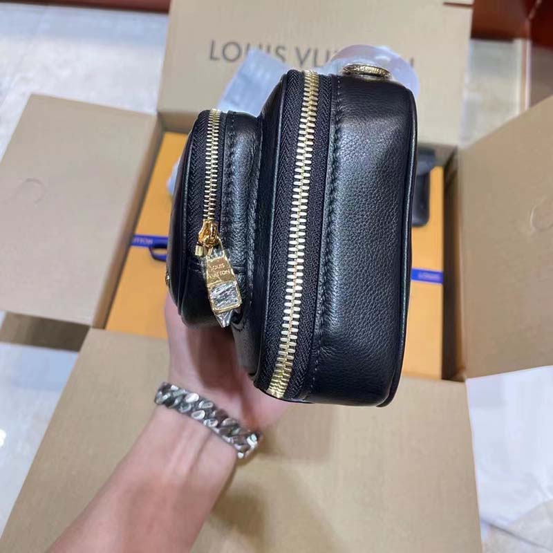Louis Vuitton Utility Cross Bag Body M80450 Calfskin Black Gold Hardware