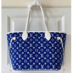 Louis Vuitton Women Neverfull MM Tote Blue Monogram Jacquard Velvet Cowhide Leather – Bild 2