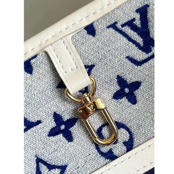 Louis Vuitton Women Neverfull MM Tote Blue Monogram Jacquard Velvet Cowhide Leather (10)