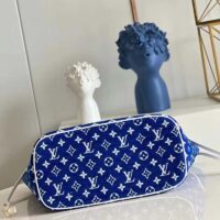 Louis Vuitton Women Neverfull MM Tote Blue Monogram Jacquard Velvet Cowhide Leather (5)