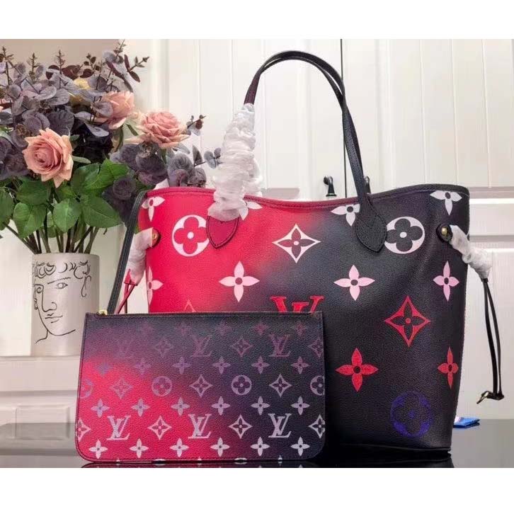 Louis Vuitton Neverfull MM Midnight Fuchsia in Coated Canvas with