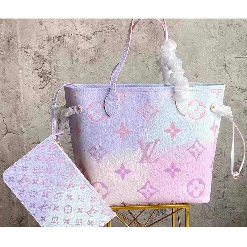 Louis Vuitton Neverfull MM Sunrise Pastel in Coated Canvas with