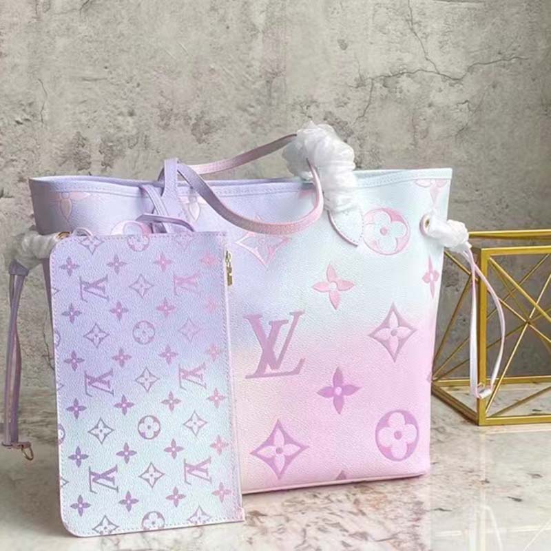 Louis Vuitton Monogram Sunrise Pastel Neverfull MM Tote with Pouch 78lz418s