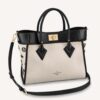 Louis Vuitton Women On My Side MM Tote Bag Black Canvas Smooth Cowhide