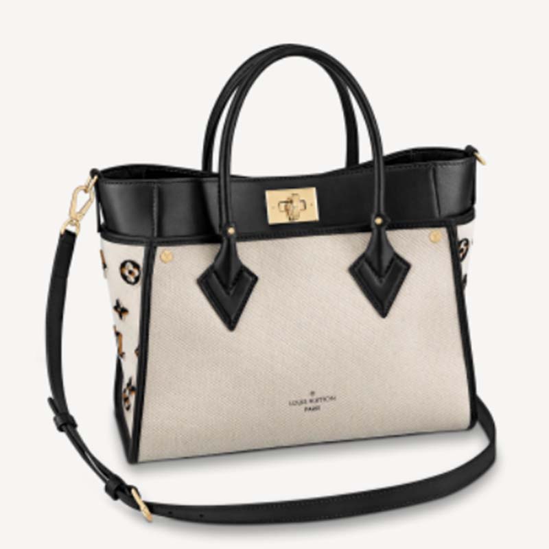 Louis Vuitton Black & Tan Calfskin And Monogram Canvas On My Side Tote MM –  myGemma