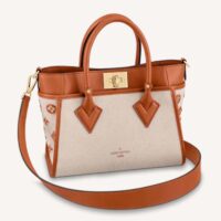 Louis Vuitton Women On My Side PM Tote Bag Brown Canvas Smooth Cowhide (8)