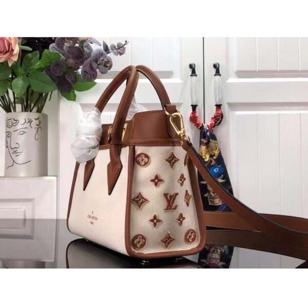 Louis Vuitton Women On My Side PM Tote Bag Brown Canvas Smooth Cowhide (9)