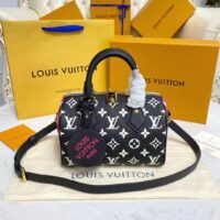 Louis Vuitton Women Speedy Bandouliere 20 Bag Black Printed Embossed Grained Cowhide (11)