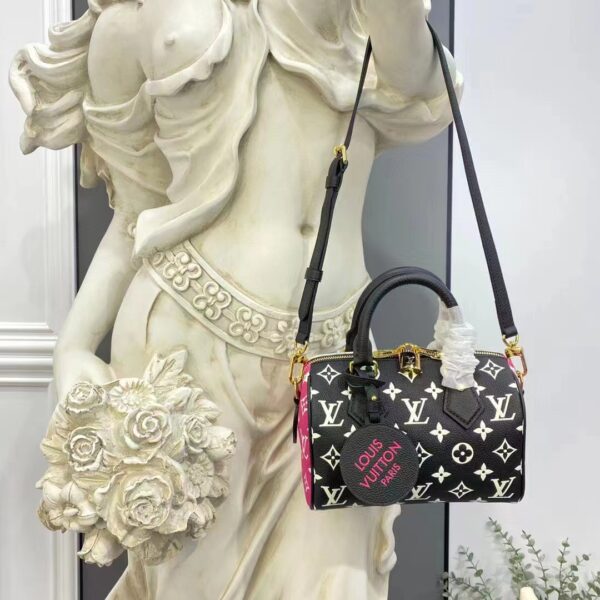 Louis Vuitton Women Speedy Bandouliere 20 Bag Black Printed Embossed Grained Cowhide (6)