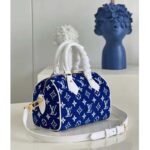 Louis Vuitton Women Speedy Bandouliere 20 Bag Blue Monogram Jacquard Velvet Cowhide - Image 3