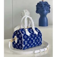 Louis Vuitton Women Speedy Bandouliere 20 Bag Blue Monogram Jacquard Velvet Cowhide (3)