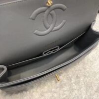 Chanel Women CC Large Classic Handbag Lambskin Gold-Tone Metal Dark Gray (4)