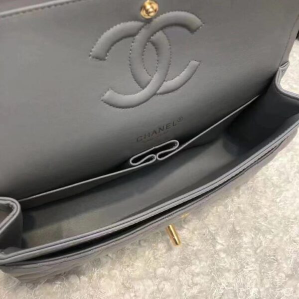 Chanel Women CC Large Classic Handbag Lambskin Gold-Tone Metal Dark Gray (2)