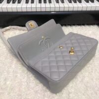 Chanel Women CC Large Classic Handbag Lambskin Gold-Tone Metal Dark Gray (4)