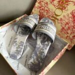 Dior Unisex CD Dway Slide Grey Toliet De Jouy Embroidered Cotton – Bild 4