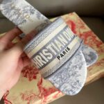 Dior Unisex CD Dway Slide Grey Toliet De Jouy Embroidered Cotton – Bild 6