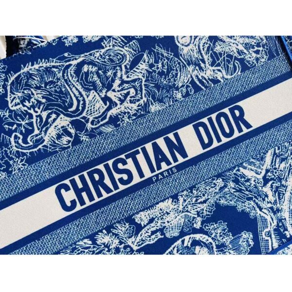 Dior Unisex CD Large Book Tote Fluorescent Blue Toile De Jouy Transparent Canvas (1)