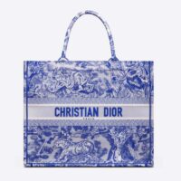 Dior Unisex CD Large Book Tote Fluorescent Blue Toile De Jouy Transparent Canvas (11)