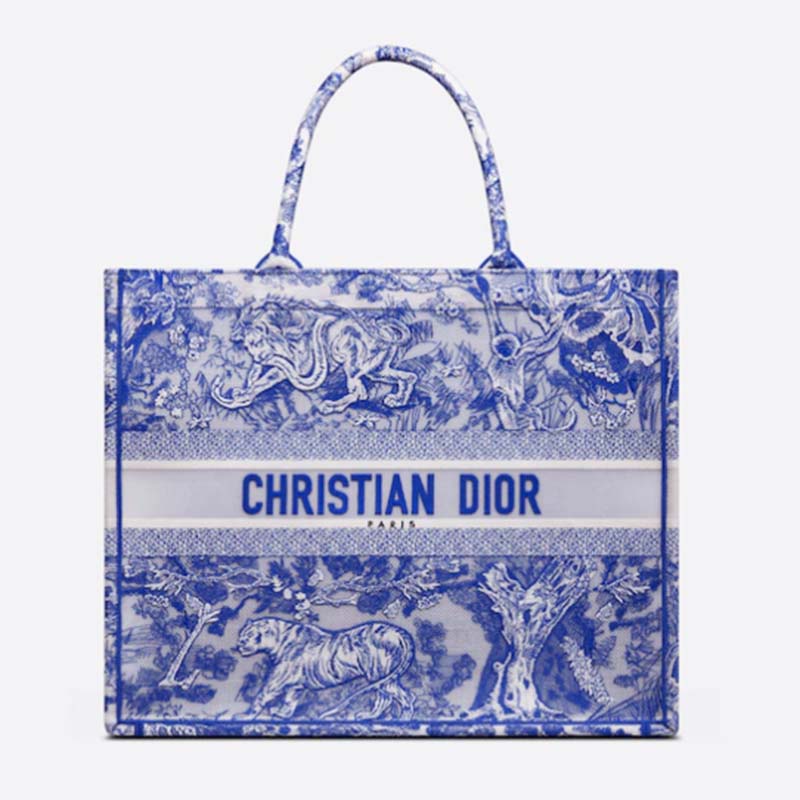 Christian Dior Blue and White Canvas Check'n' Large Book Tote – Madison  Avenue Couture